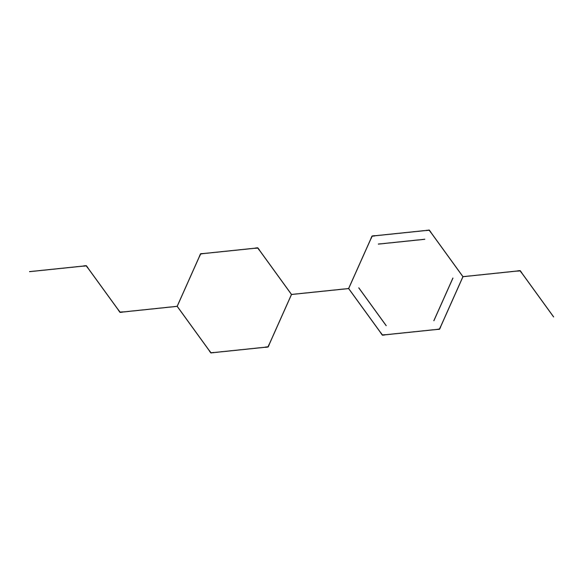 Benzene, 1-ethyl-4-(4-propylcyclohexyl)-, trans- molecular structure, CAS 82991-47-7