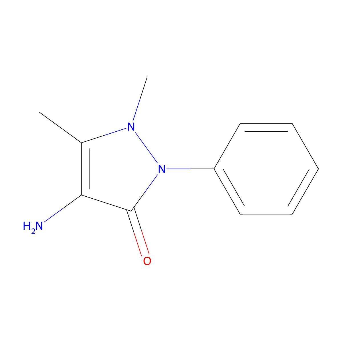 4-Aminoantipyrine molecular structure, CAS 83-07-8