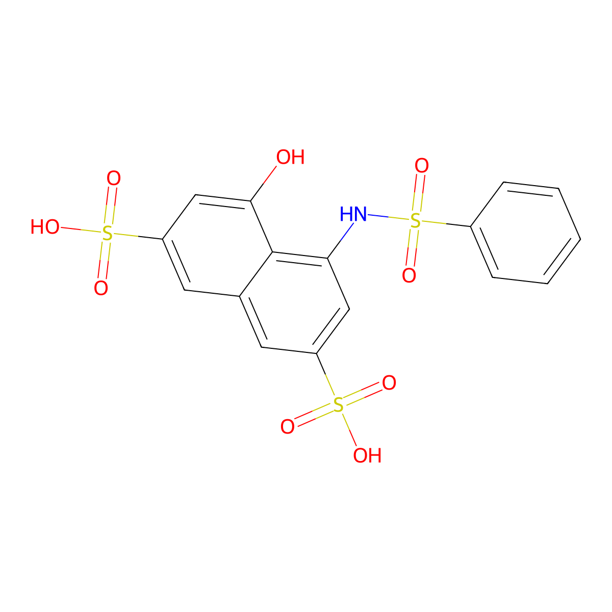 4-Hydroxy-5-[(phenylsulphonyl)amino]naphthalene-2,7-disulphonic acid molecular structure, CAS 83-22-7