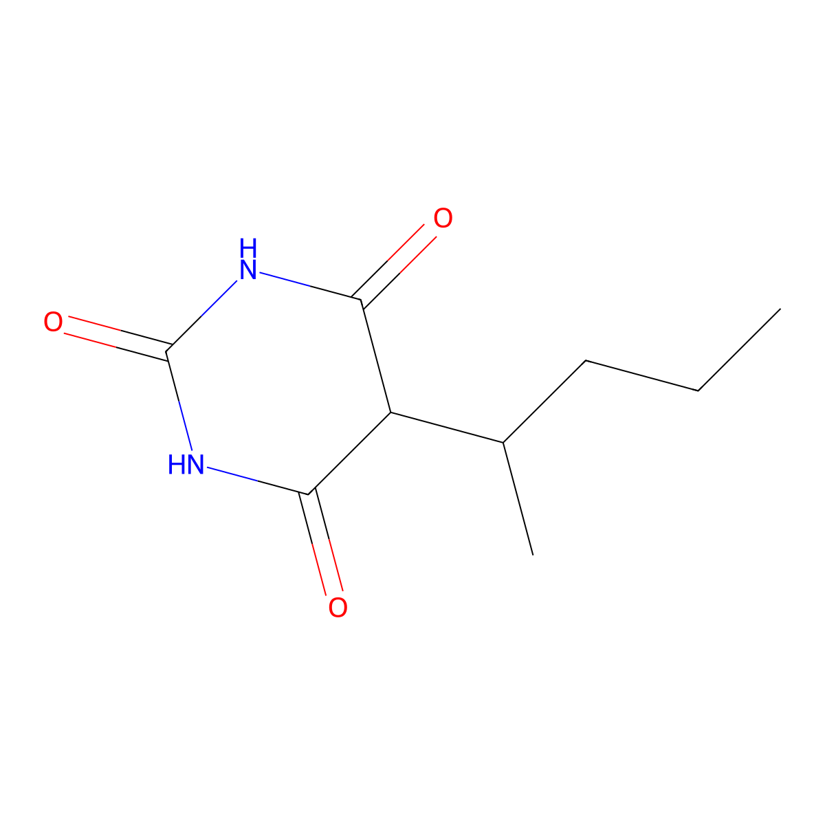 5-(1-Methylbutyl)-2,4,6(1H,3H,5H)-pyrimidinetrione molecular structure, CAS 83-29-4