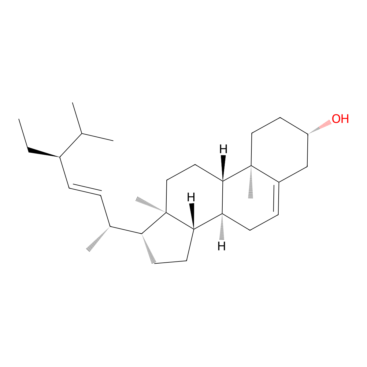 Stigmasterol molecular structure, CAS 83-48-7