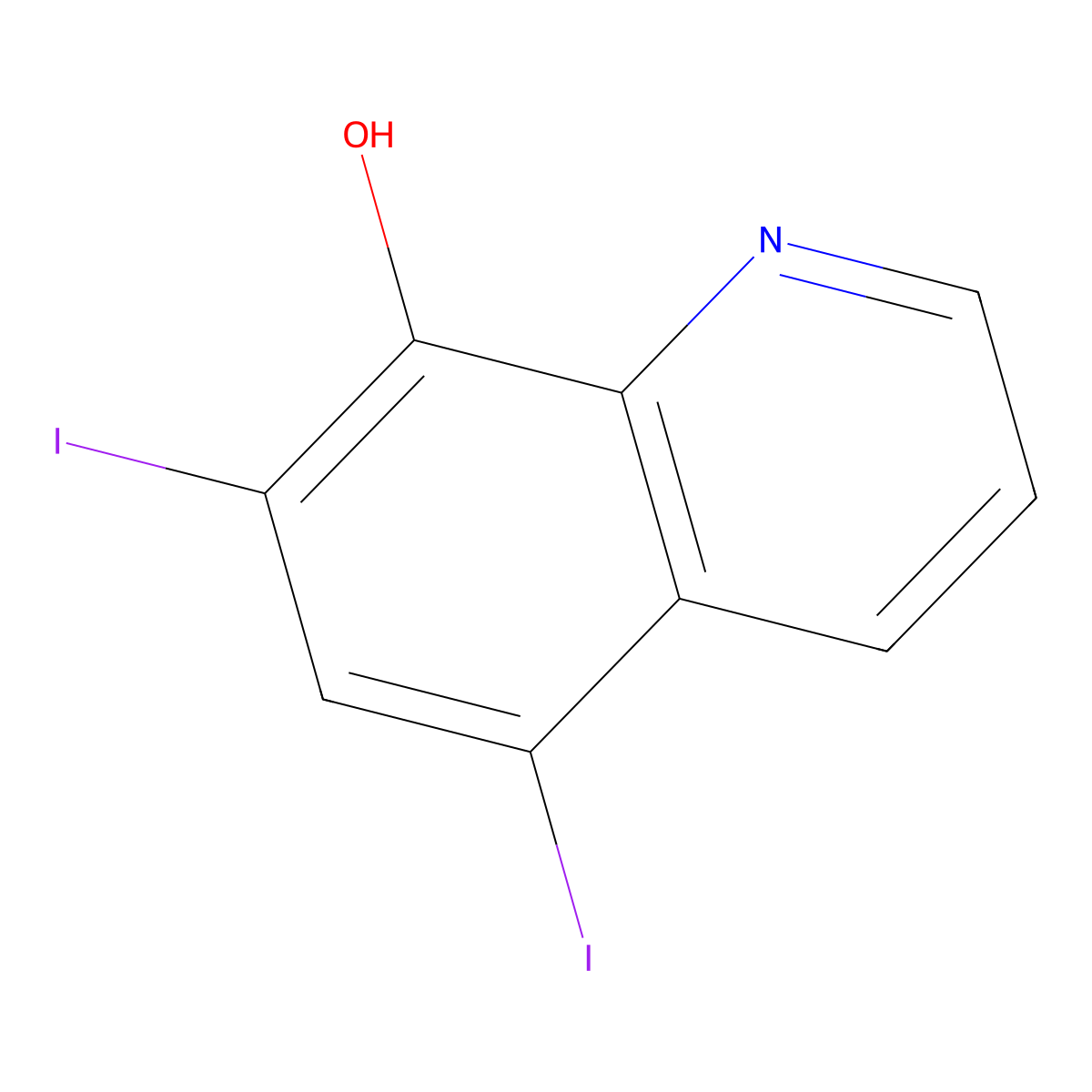 5,7-Diiodo-8-hydroxyquinoline molecular structure, CAS 83-73-8