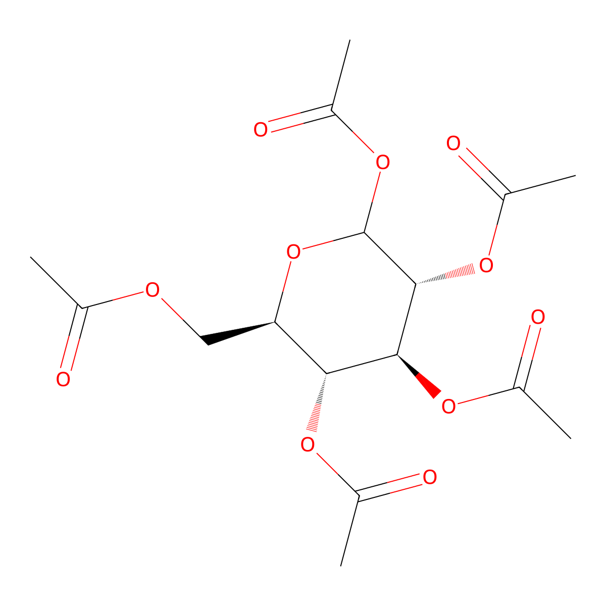 D-Glucopyranose, pentaacetate molecular structure, CAS 83-87-4