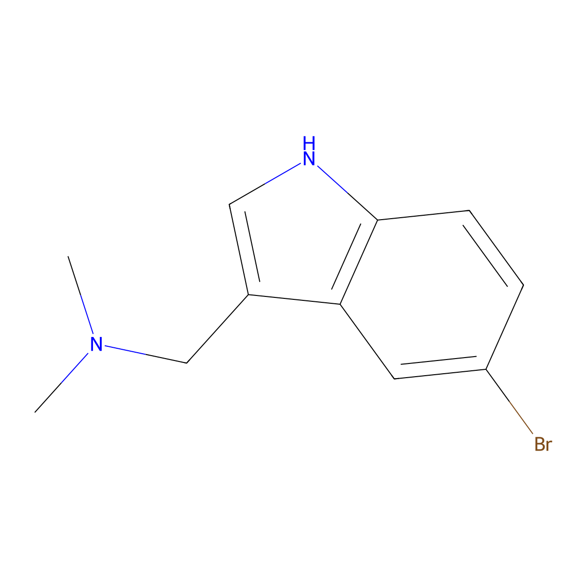 Indole, 5-bromo-3-(dimethylamino)methyl- molecular structure, CAS 830-93-3