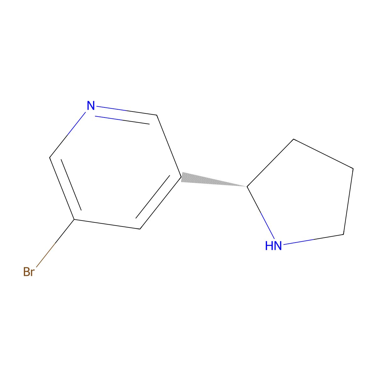 (S)-3-Bromo-5-pyrrolidin-2-yl-pyridine molecular structure, CAS 83023-58-9