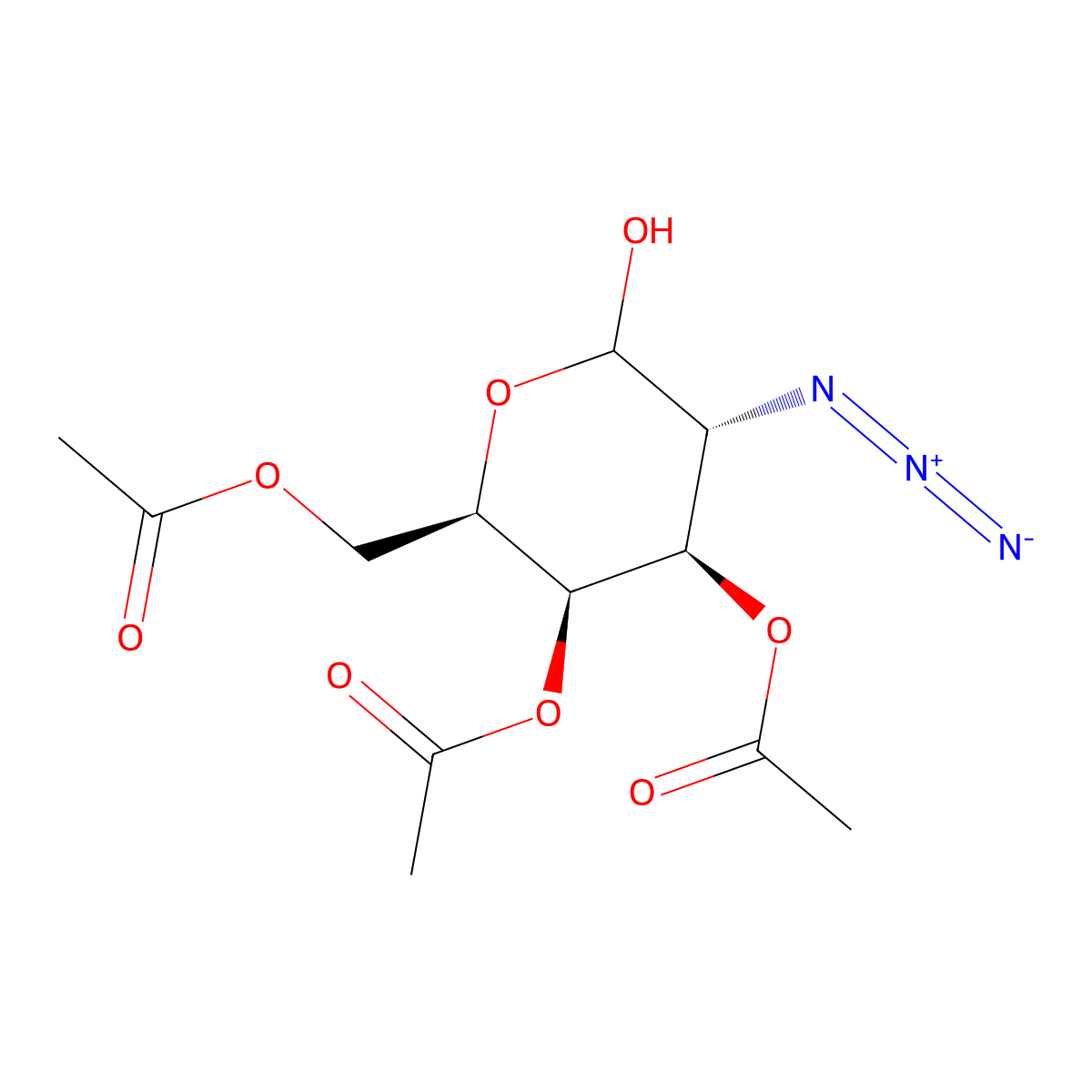 [(2R,3R,4R,5R)-3,4-diacetyloxy-5-azido-6-hydroxyoxan-2-yl]methyl acetate molecular structure, CAS 83025-10-9