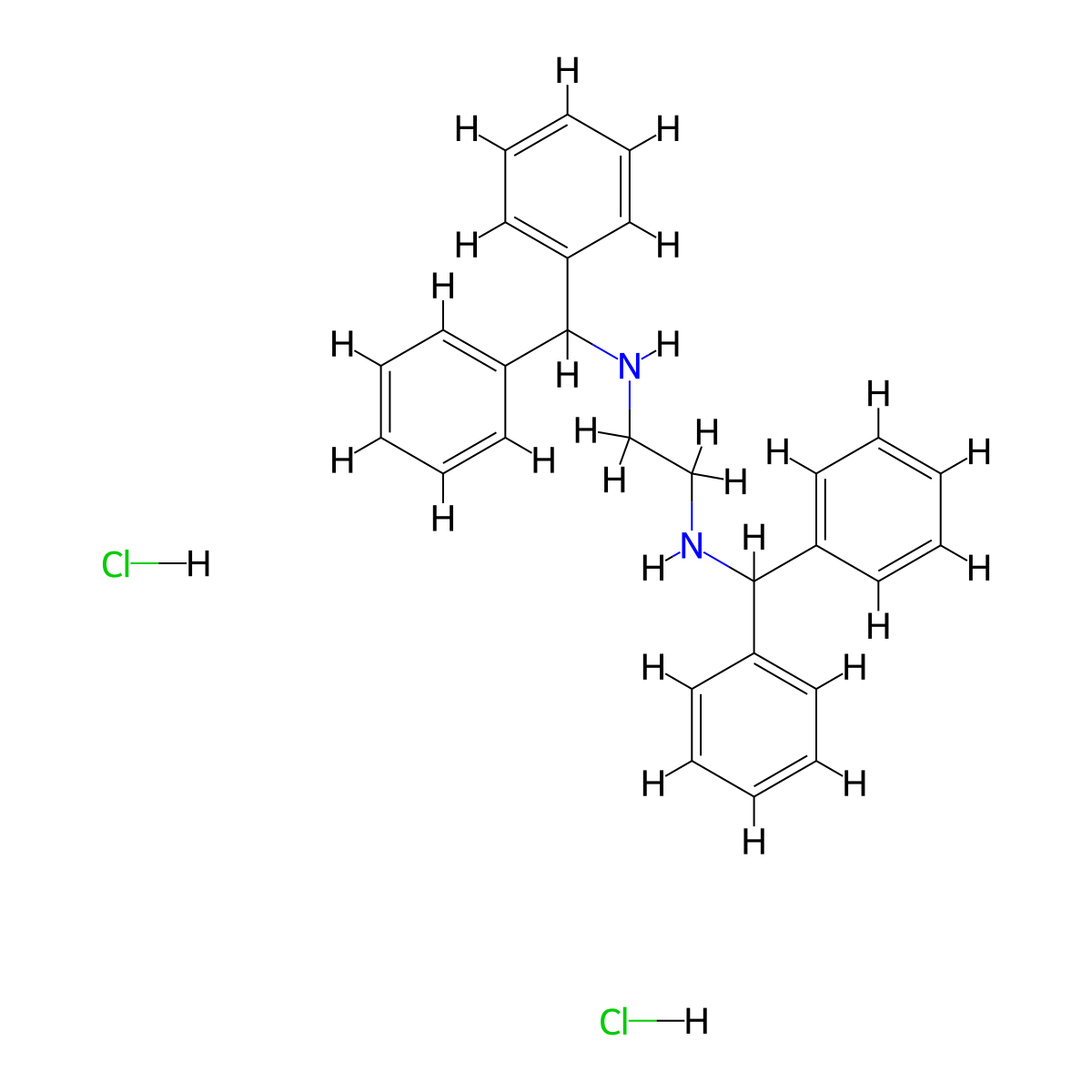 N,N'-dibenzhydrylethane-1,2-diamine dihydrochloride molecular structure, CAS 83027-13-8
