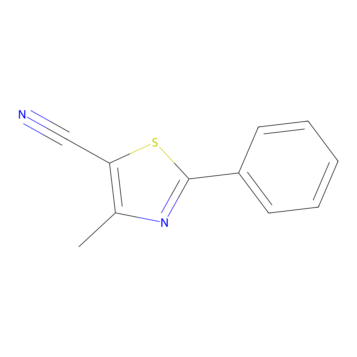 4-Methyl-2-phenyl-1,3-thiazole-5-carbonitrile molecular structure, CAS 830330-33-1