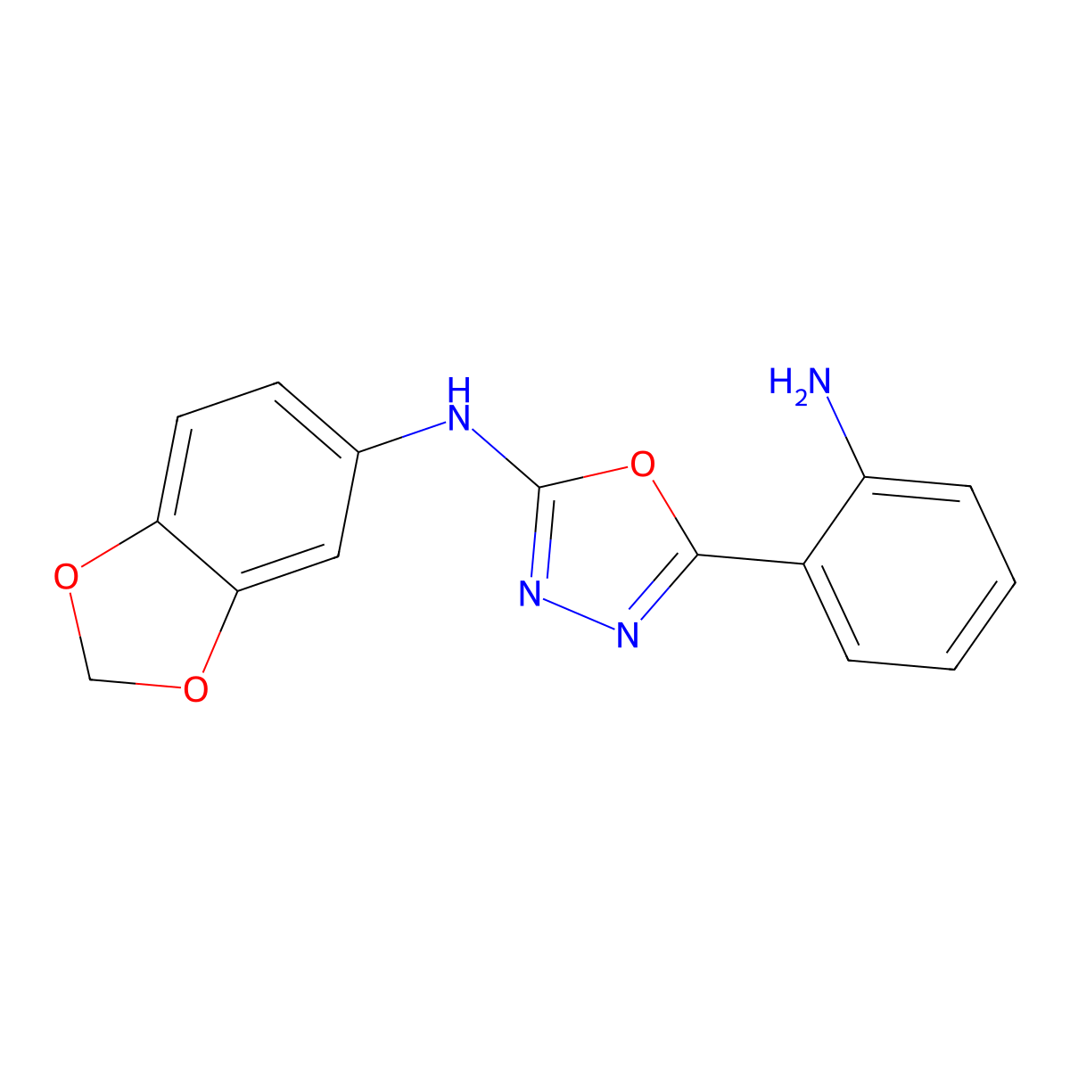 5-(2-Aminophenyl)-N-(2H-1,3-benzodioxol-5-yl)-1,3,4-oxadiazol-2-amine molecular structure, CAS 830334-15-1