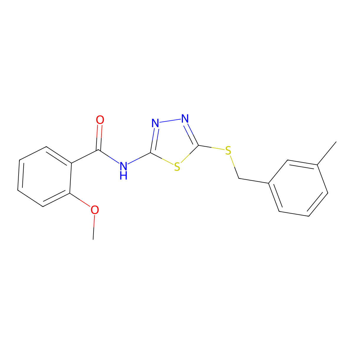2-methoxy-N-[5-[(3-methylphenyl)methylsulfanyl]-1,3,4-thiadiazol-2-yl]benzamide molecular structure, CAS 830337-94-5