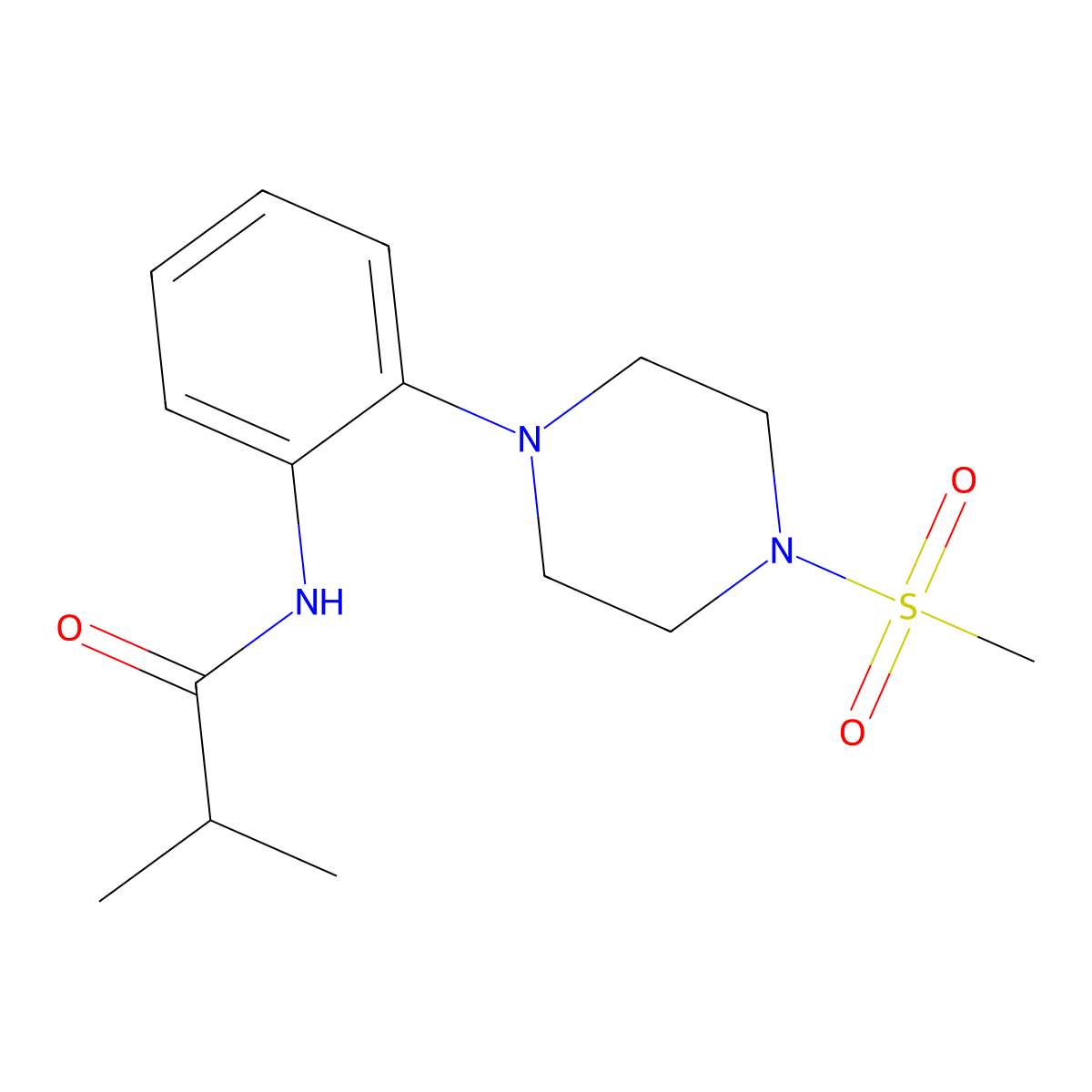2-methyl-N-[2-(4-methylsulfonylpiperazin-1-yl)phenyl]propanamide molecular structure, CAS 830338-10-8
