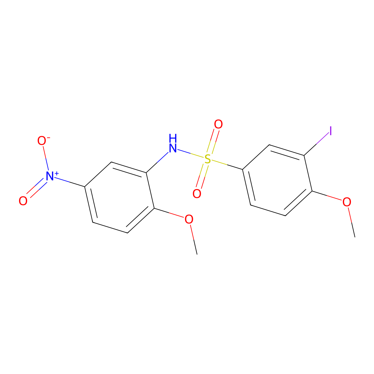 3-iodo-4-methoxy-N-(2-methoxy-5-nitrophenyl)benzenesulfonamide molecular structure, CAS 830338-19-7