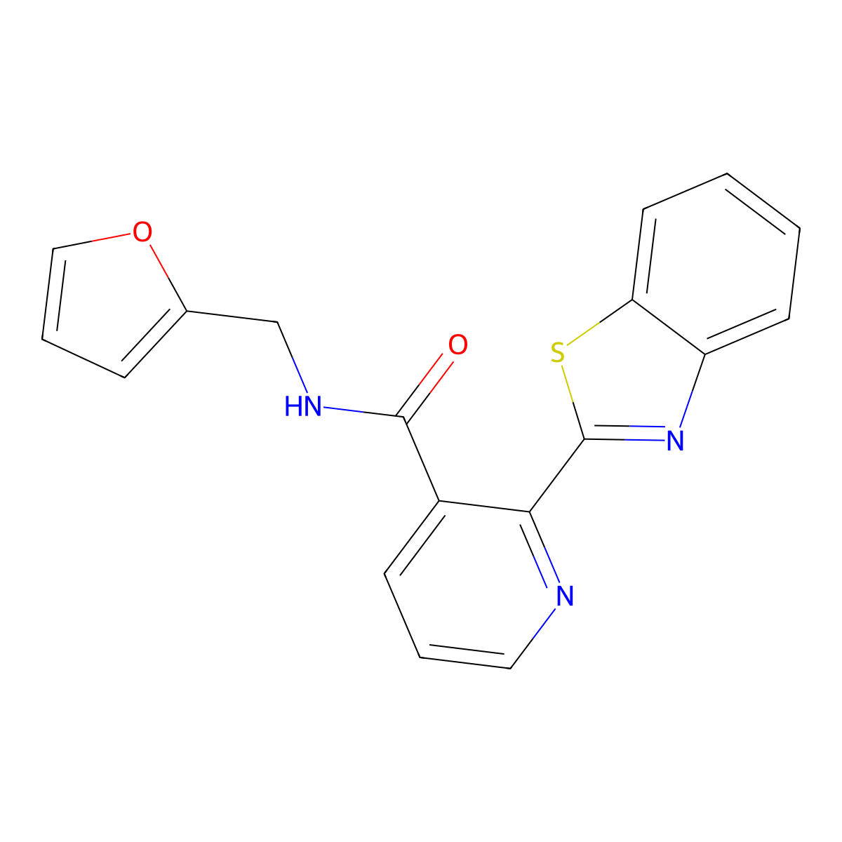 2-(1,3-benzothiazol-2-yl)-N-(furan-2-ylmethyl)pyridine-3-carboxamide molecular structure, CAS 830338-44-8