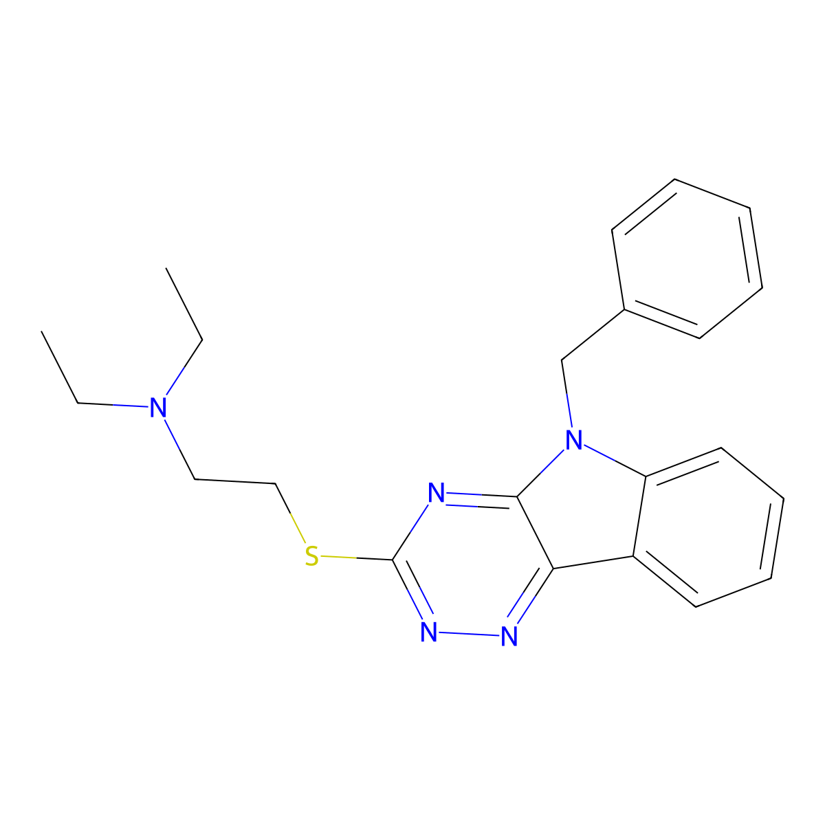 2-[(5-benzyl-[1,2,4]triazino[5,6-b]indol-3-yl)sulfanyl]-N,N-diethylethanamine molecular structure, CAS 830338-52-8