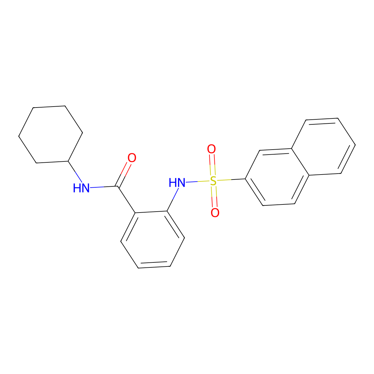 N-cyclohexyl-2-(naphthalen-2-ylsulfonylamino)benzamide molecular structure, CAS 830338-63-1