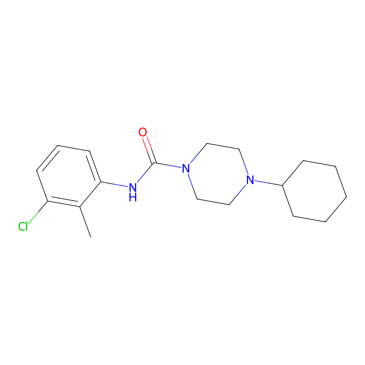 N-(3-chloro-2-methylphenyl)-4-cyclohexylpiperazine-1-carboxamide molecular structure, CAS 830338-91-5