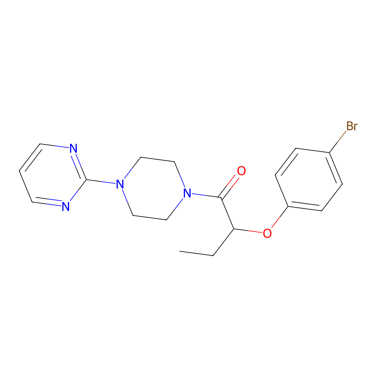 2-(4-Bromophenoxy)-1-(4-pyrimidin-2-ylpiperazin-1-yl)butan-1-one molecular structure, CAS 830338-95-9