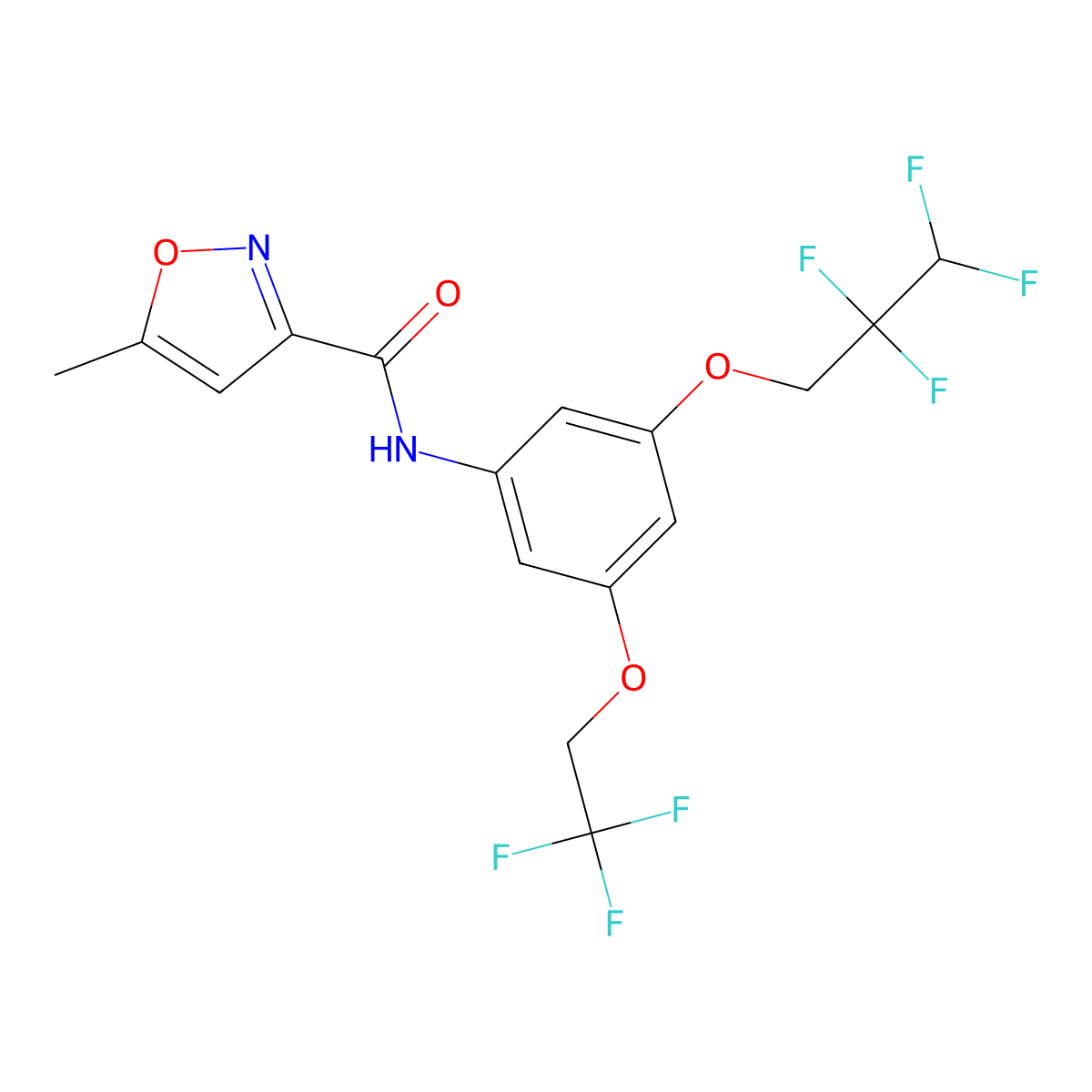 5-methyl-N-[3-(2,2,3,3-tetrafluoropropoxy)-5-(2,2,2-trifluoroethoxy)phenyl]-1,2-oxazole-3-carboxamide molecular structure, CAS 830339-09-8
