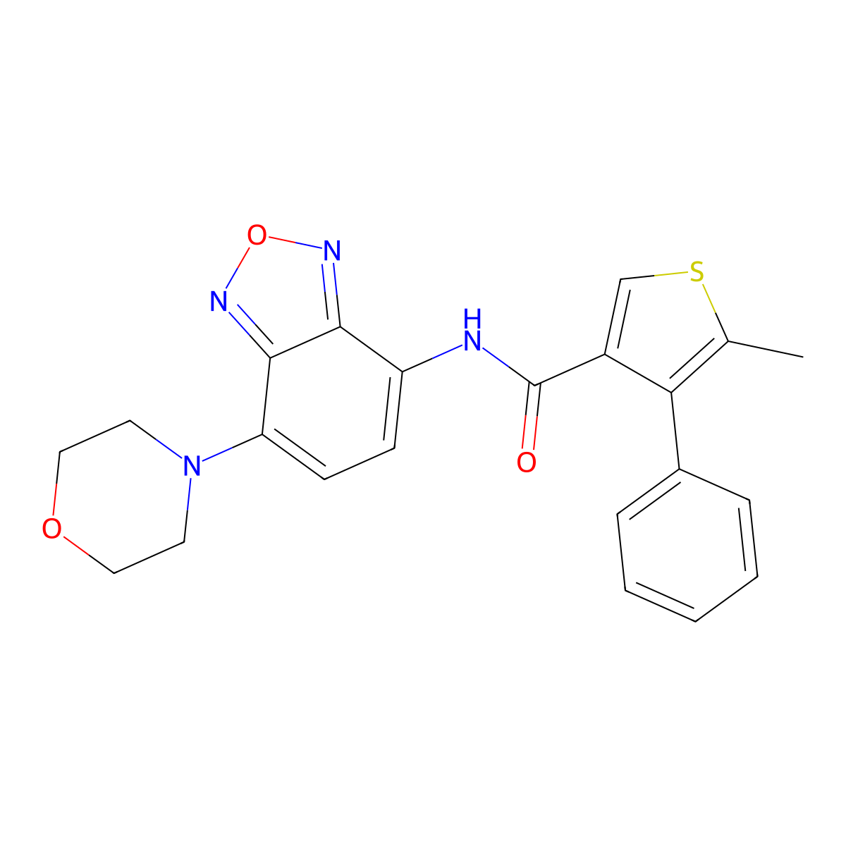 5-methyl-N-(4-morpholin-4-yl-2,1,3-benzoxadiazol-7-yl)-4-phenylthiophene-3-carboxamide molecular structure, CAS 830339-29-2