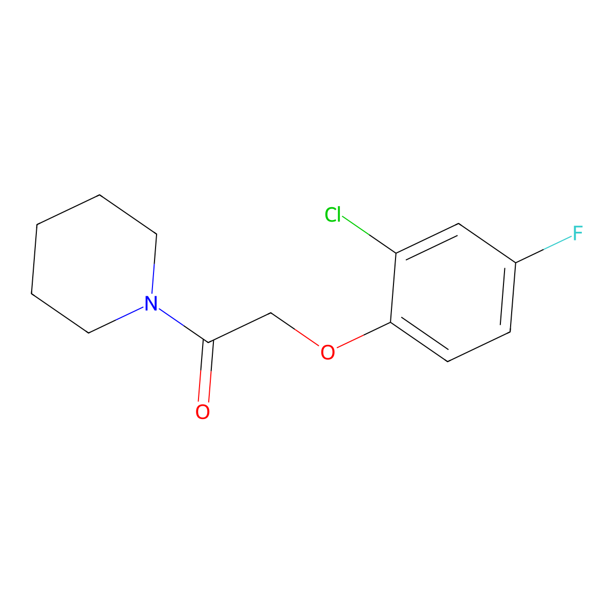 2-(2-Chloro-4-fluorophenoxy)-1-piperidylethan-1-one molecular structure, CAS 830339-38-3