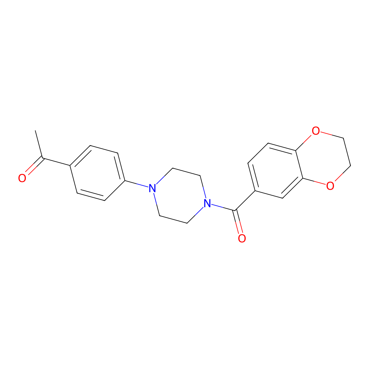 1-[4-[4-(2,3-Dihydro-1,4-benzodioxine-6-carbonyl)piperazin-1-yl]phenyl]ethanone molecular structure, CAS 830339-42-9
