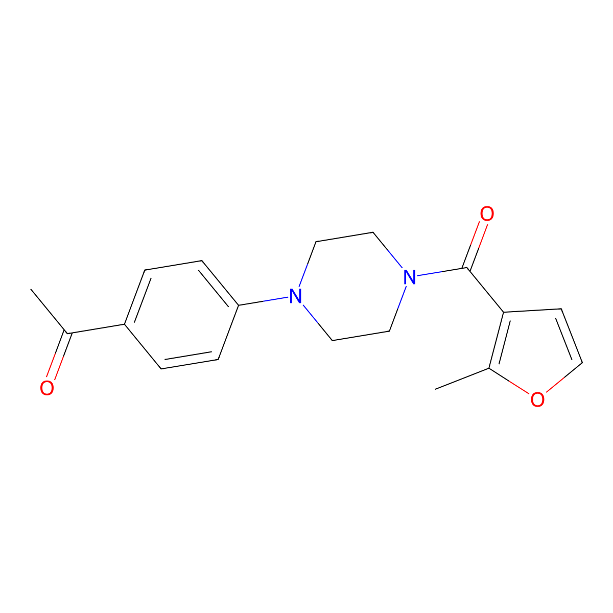 1-[4-[4-(2-Methylfuran-3-carbonyl)piperazin-1-yl]phenyl]ethanone molecular structure, CAS 830339-48-5