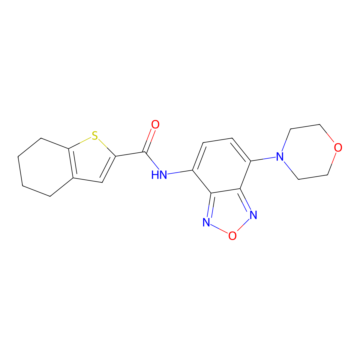 N-(4-morpholin-4-yl-2,1,3-benzoxadiazol-7-yl)-4,5,6,7-tetrahydro-1-benzothiophene-2-carboxamide molecular structure, CAS 830339-51-0