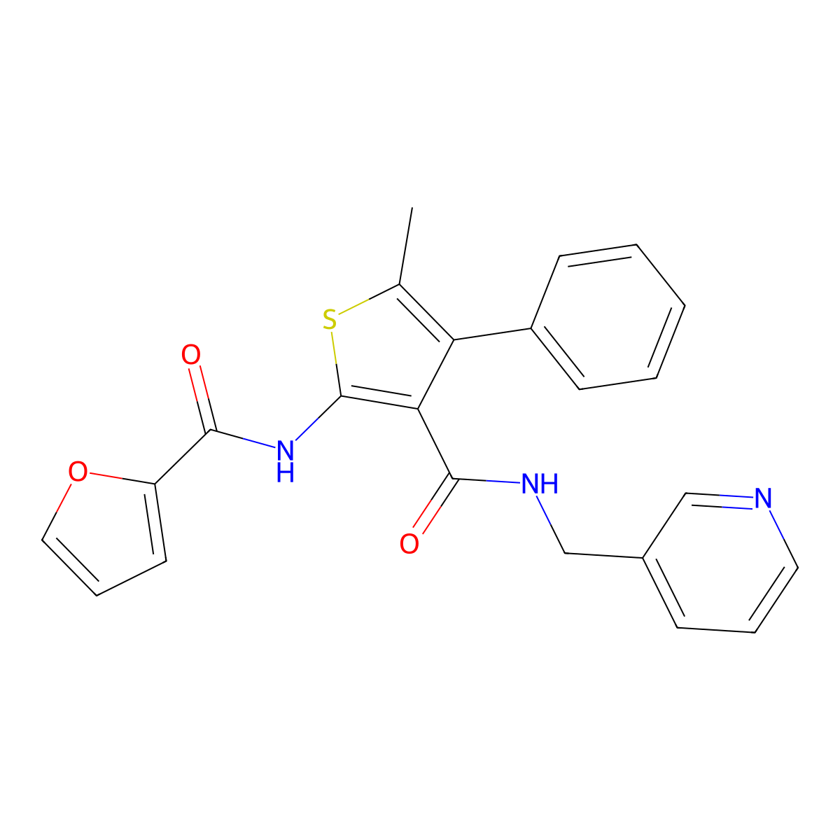 N-[5-methyl-4-phenyl-3-(pyridin-3-ylmethylcarbamoyl)thiophen-2-yl]furan-2-carboxamide molecular structure, CAS 830339-56-5