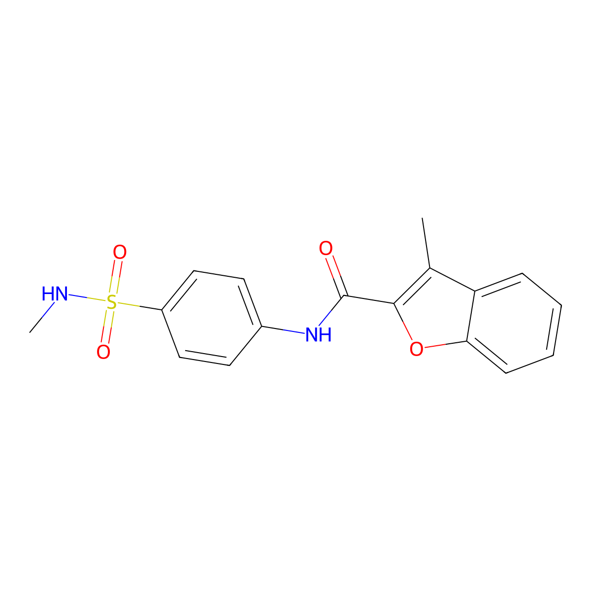 3-methyl-N-[4-(methylsulfamoyl)phenyl]-1-benzofuran-2-carboxamide molecular structure, CAS 830339-58-7