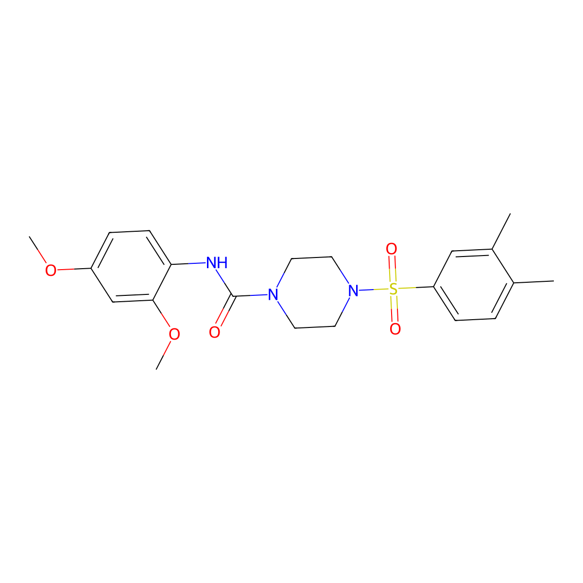 N-(2,4-dimethoxyphenyl)-4-(3,4-dimethylphenyl)sulfonylpiperazine-1-carboxamide molecular structure, CAS 830339-59-8