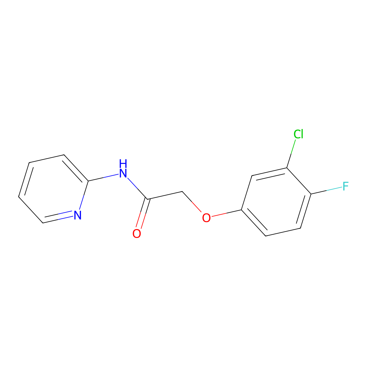 2-(3-chloro-4-fluorophenoxy)-N-pyridin-2-ylacetamide molecular structure, CAS 830340-07-3