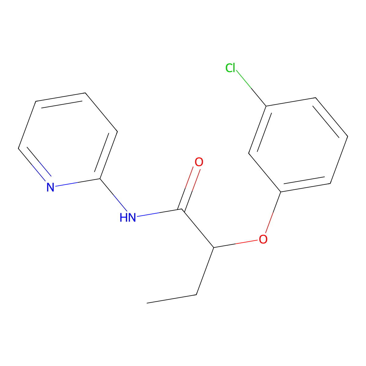 2-(3-chlorophenoxy)-N-pyridin-2-ylbutanamide molecular structure, CAS 830340-45-9