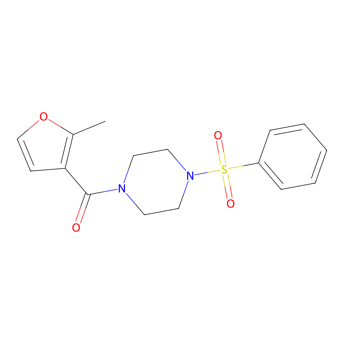 [4-(Benzenesulfonyl)piperazin-1-yl]-(2-methylfuran-3-yl)methanone molecular structure, CAS 830340-59-5