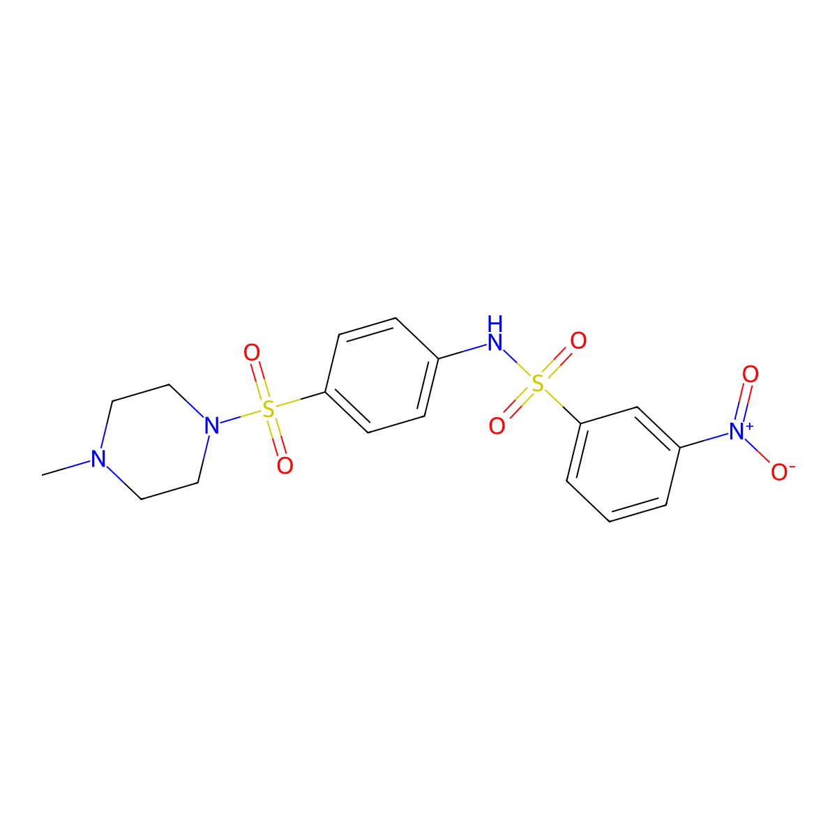 N-[4-(4-methylpiperazin-1-yl)sulfonylphenyl]-3-nitrobenzenesulfonamide molecular structure, CAS 830340-63-1