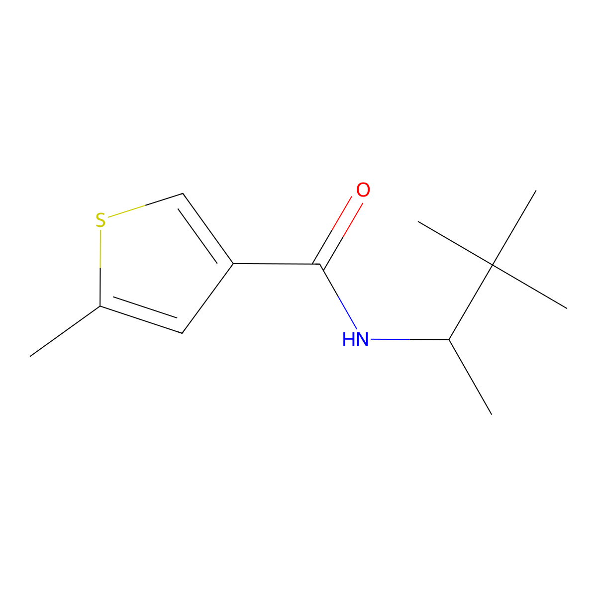 N-(3,3-dimethylbutan-2-yl)-5-methylthiophene-3-carboxamide molecular structure, CAS 830340-65-3