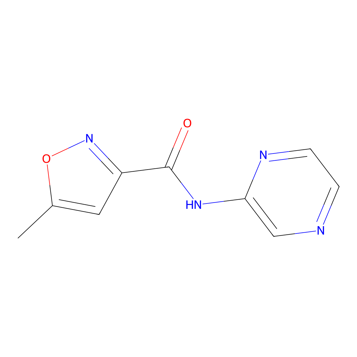 5-methyl-N-pyrazin-2-yl-1,2-oxazole-3-carboxamide molecular structure, CAS 830341-31-6
