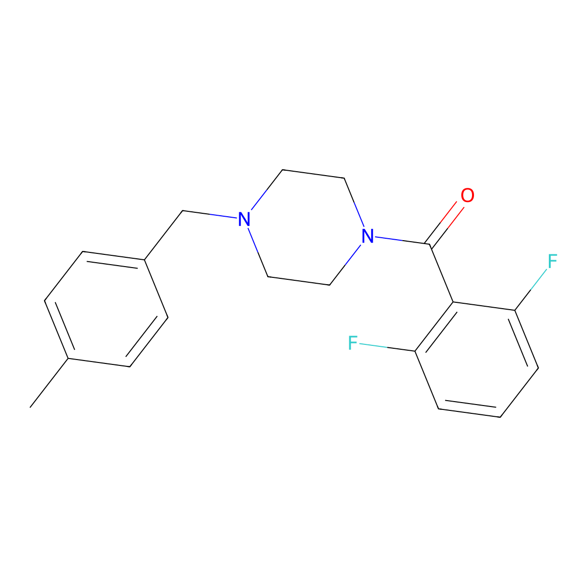 (2,6-Difluorophenyl)-[4-[(4-methylphenyl)methyl]piperazin-1-yl]methanone molecular structure, CAS 830341-45-2