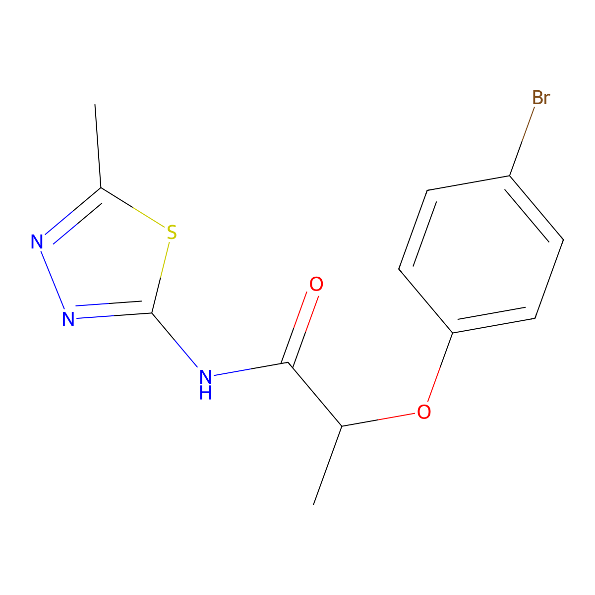 2-(4-bromophenoxy)-N-(5-methyl-1,3,4-thiadiazol-2-yl)propanamide molecular structure, CAS 830341-46-3