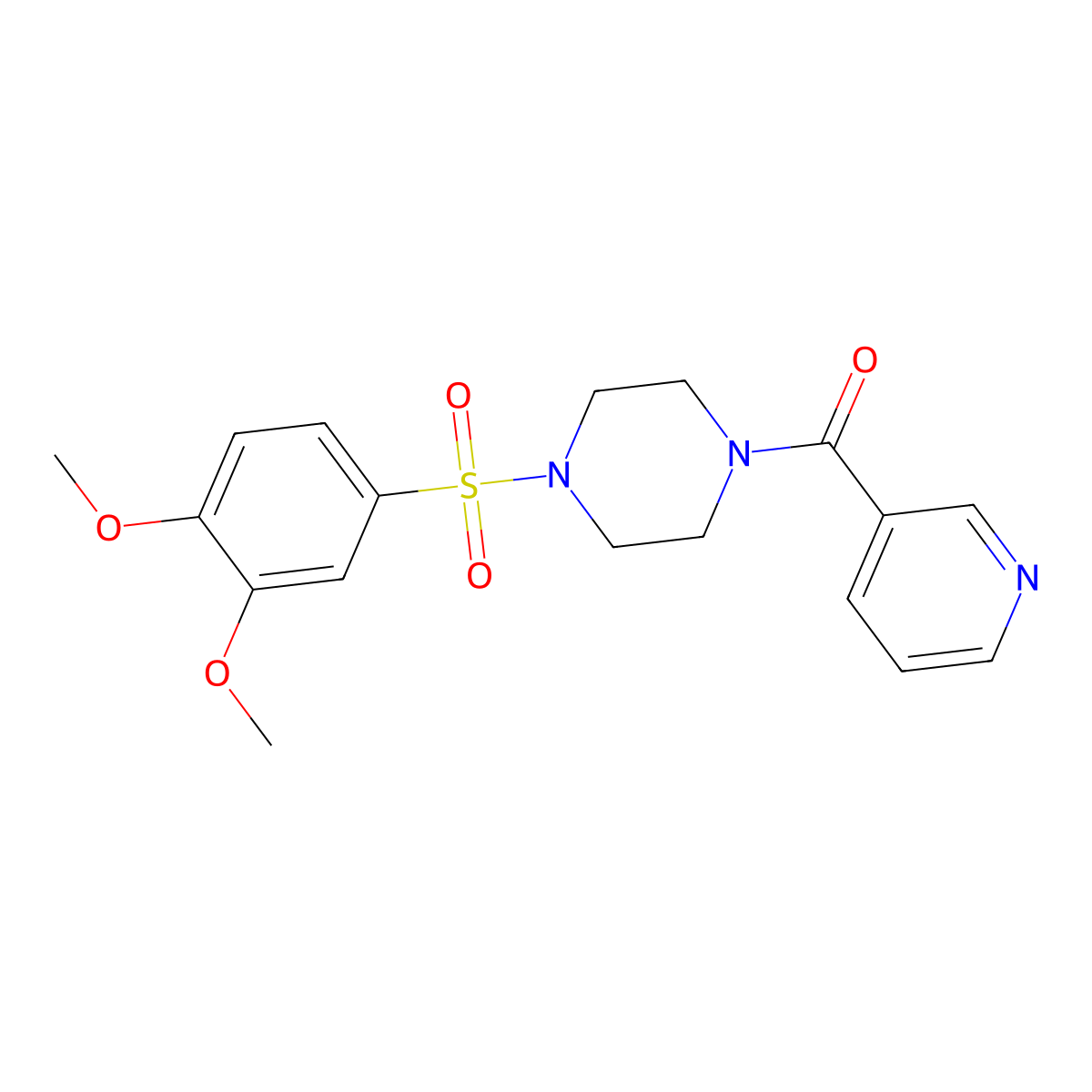 [4-(3,4-Dimethoxyphenyl)sulfonylpiperazin-1-yl]-pyridin-3-ylmethanone molecular structure, CAS 830341-48-5