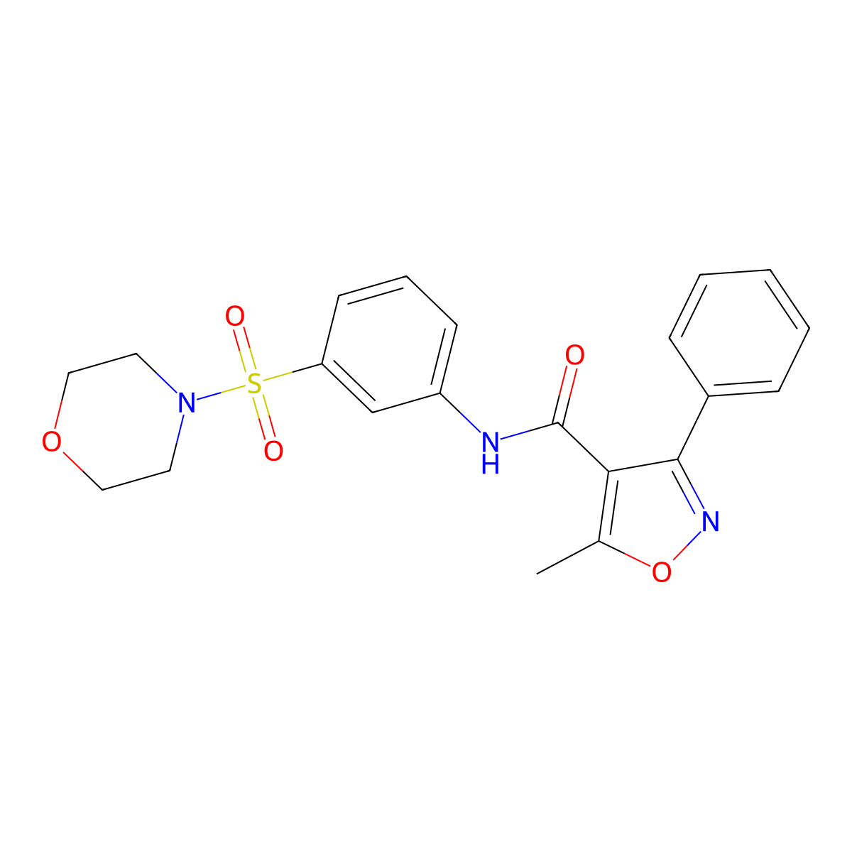 5-methyl-N-(3-morpholin-4-ylsulfonylphenyl)-3-phenyl-1,2-oxazole-4-carboxamide molecular structure, CAS 830341-58-7