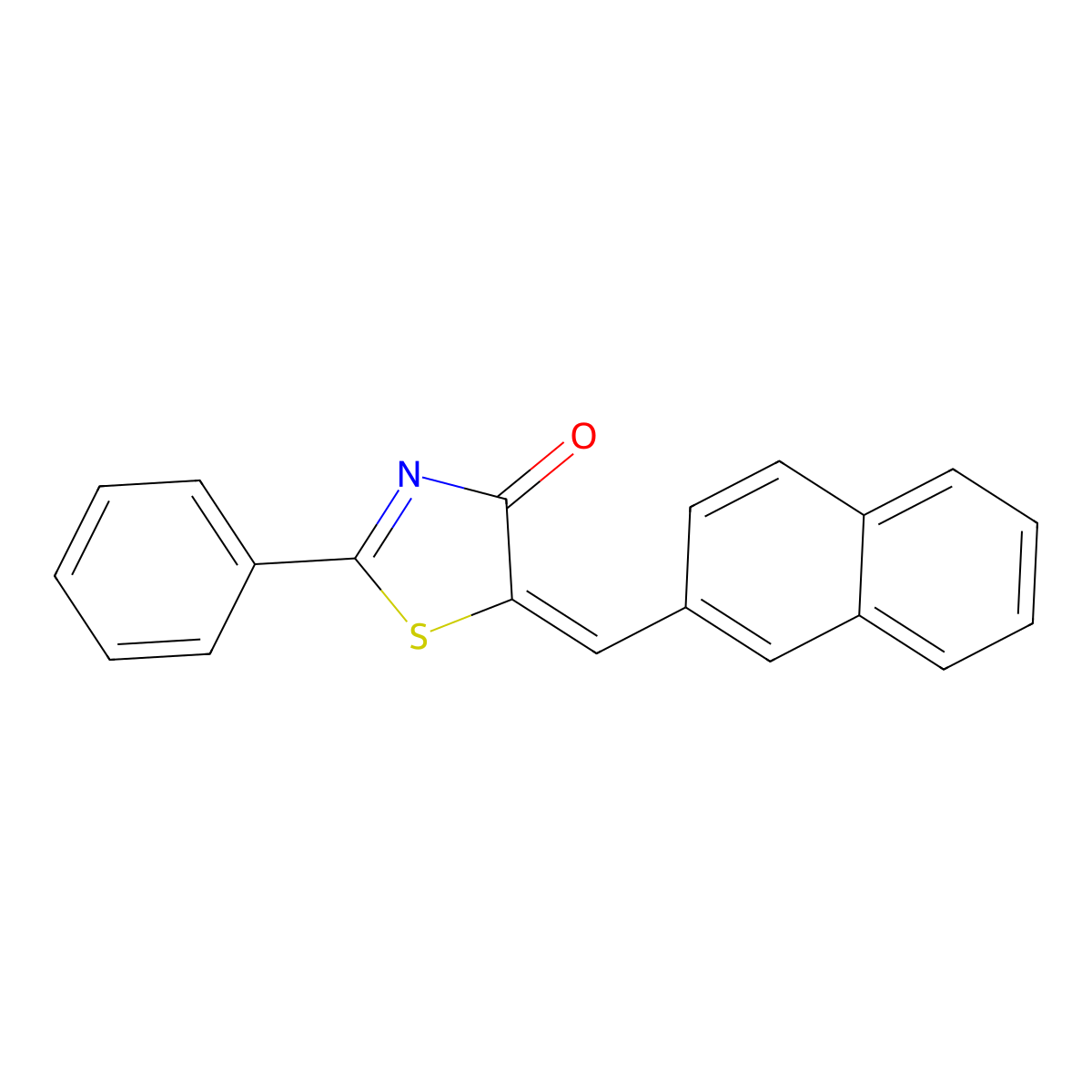 4(5H)-Thiazolone, 5-(2-naphthalenylmethylene)-2-phenyl- molecular structure, CAS 830342-11-5