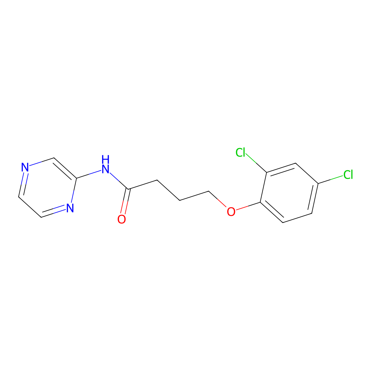 4-(2,4-dichlorophenoxy)-N-pyrazin-2-ylbutanamide molecular structure, CAS 830342-63-7