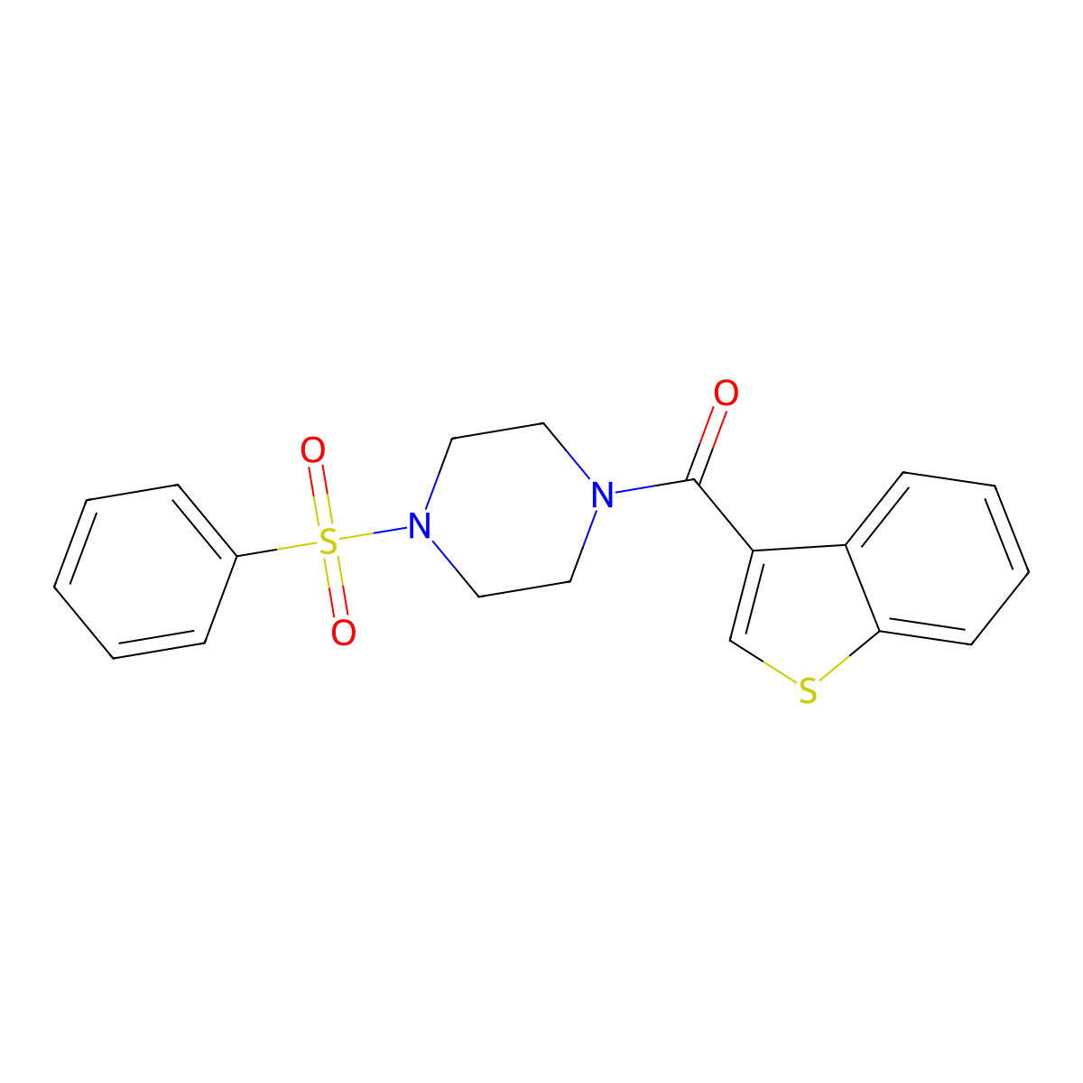 [4-(Benzenesulfonyl)piperazin-1-yl]-(1-benzothiophen-3-yl)methanone molecular structure, CAS 830342-67-1
