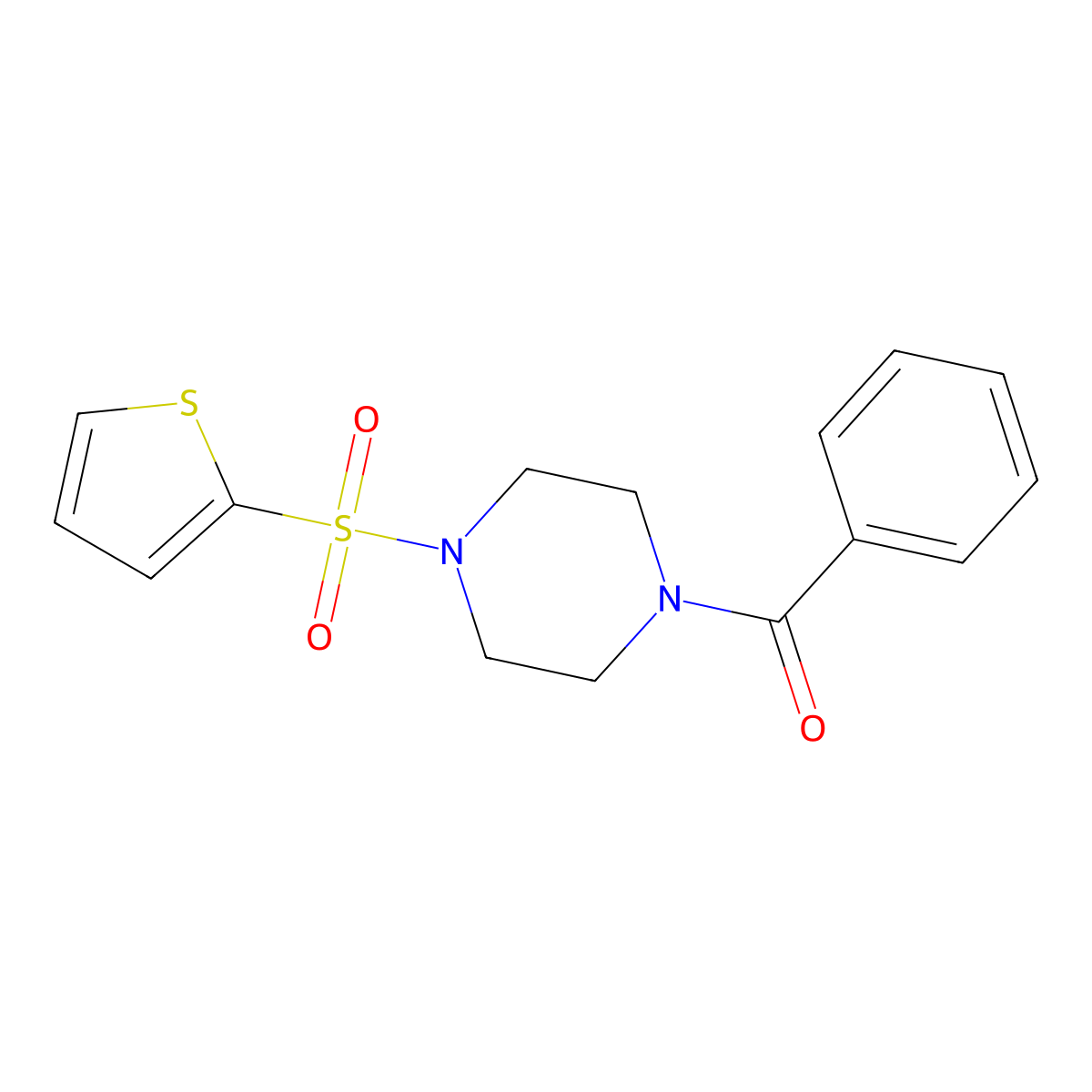 Phenyl-(4-thiophen-2-ylsulfonylpiperazin-1-yl)methanone molecular structure, CAS 830342-80-8