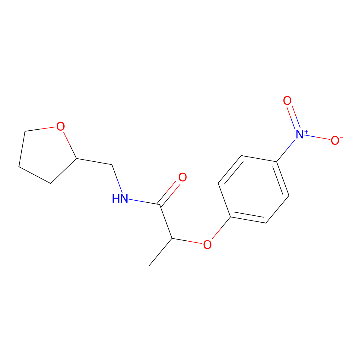 2-(4-nitrophenoxy)-N-(oxolan-2-ylmethyl)propanamide molecular structure, CAS 830342-82-0