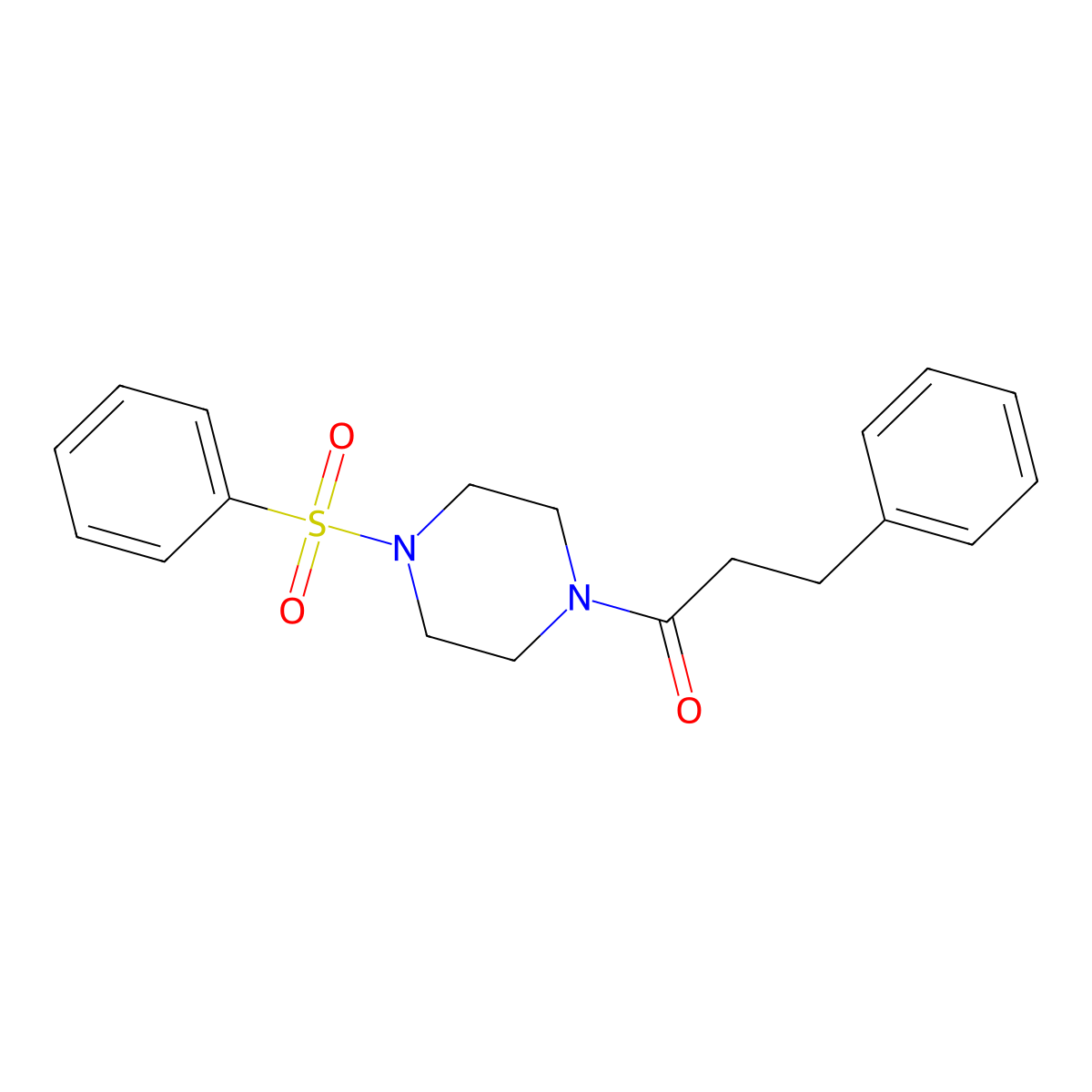 1-[4-(Benzenesulfonyl)piperazin-1-yl]-3-phenylpropan-1-one molecular structure, CAS 830342-84-2