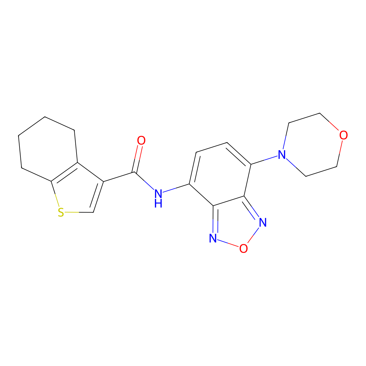 N-(4-morpholin-4-yl-2,1,3-benzoxadiazol-7-yl)-4,5,6,7-tetrahydro-1-benzothiophene-3-carboxamide molecular structure, CAS 830343-06-1