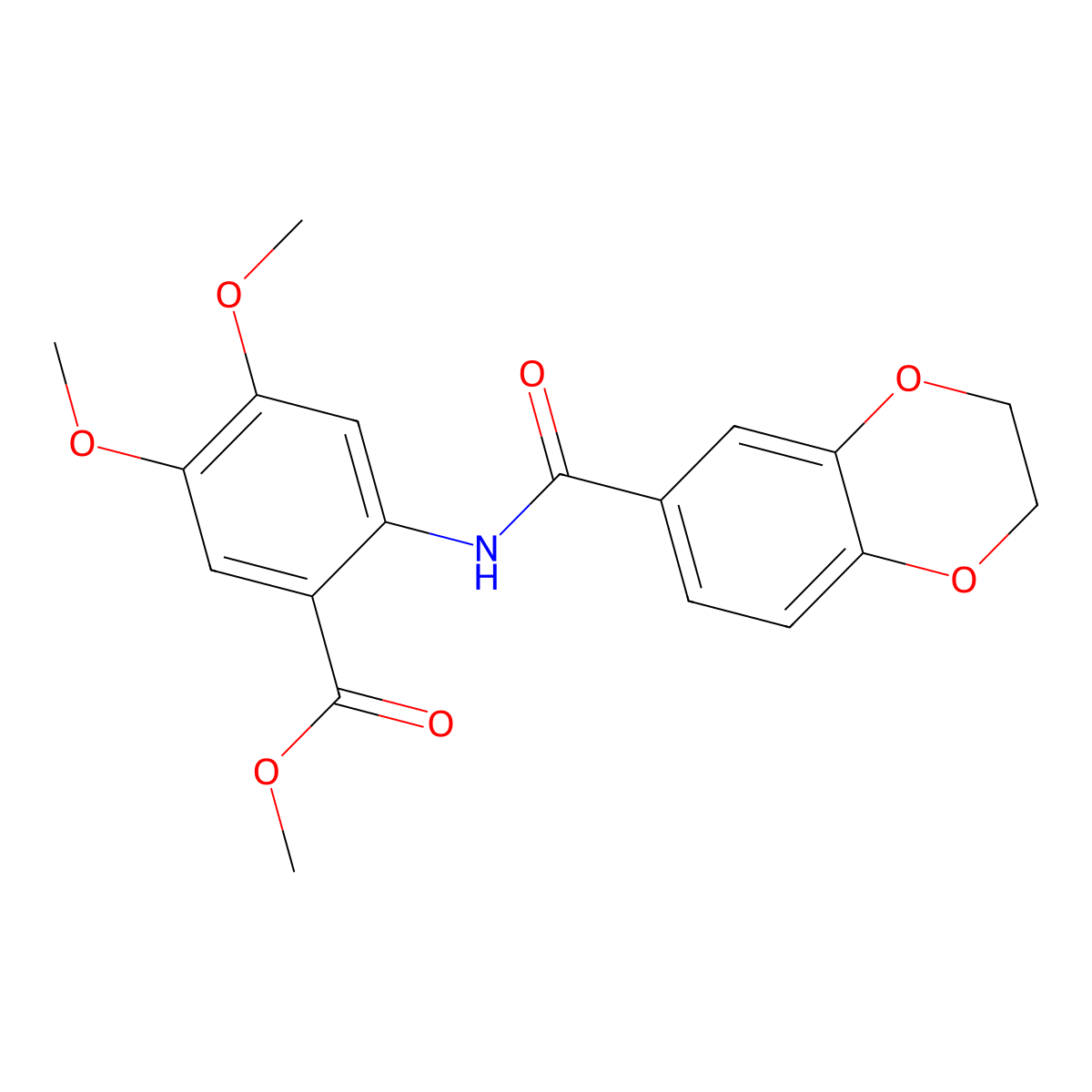 Methyl 2-(2,3-dihydro-1,4-benzodioxine-6-amido)-4,5-dimethoxybenzoate molecular structure, CAS 830343-62-9