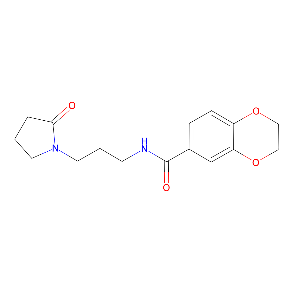 N-[3-(2-oxopyrrolidin-1-yl)propyl]-2,3-dihydro-1,4-benzodioxine-6-carboxamide molecular structure, CAS 830343-84-5