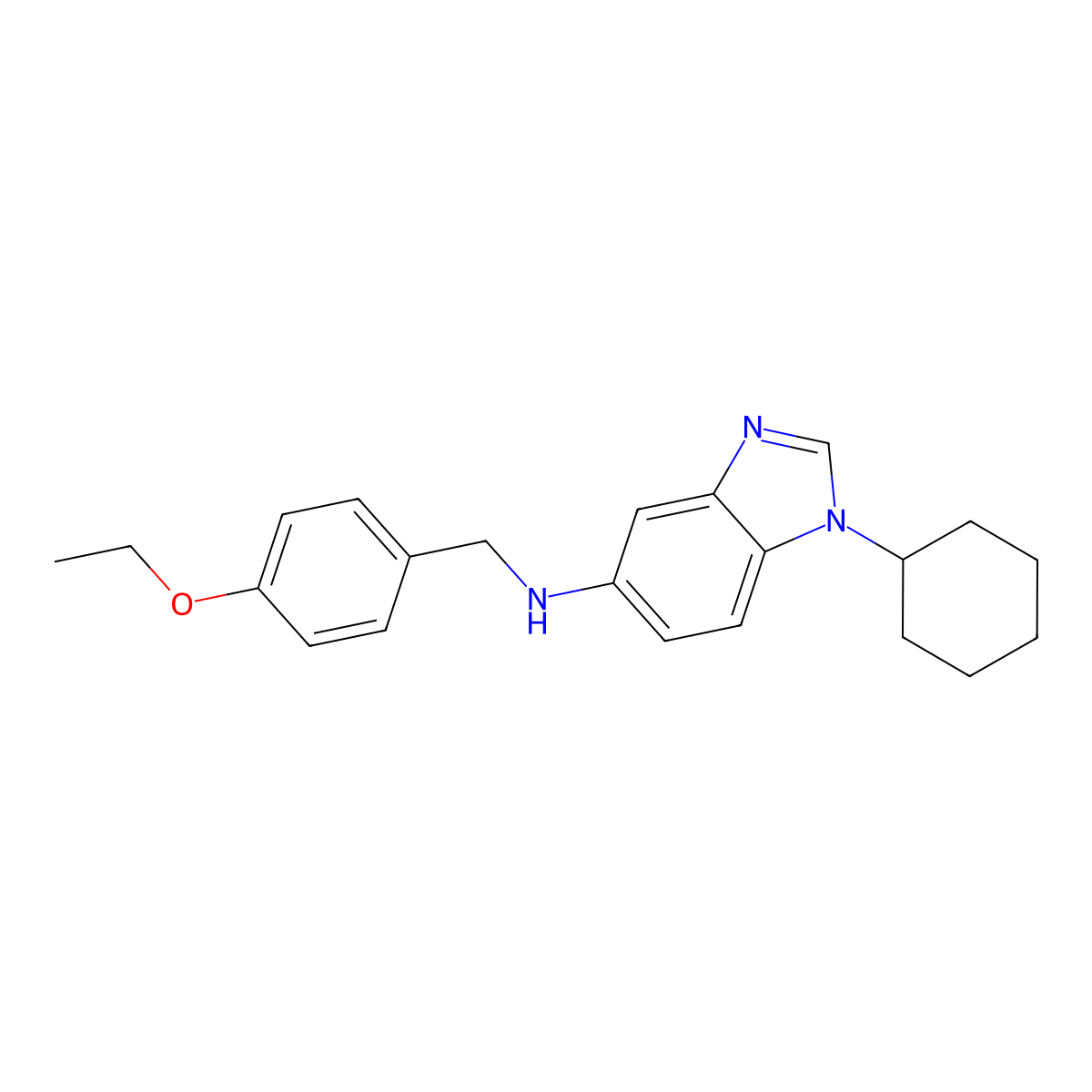 1-cyclohexyl-N-[(4-ethoxyphenyl)methyl]benzimidazol-5-amine molecular structure, CAS 830344-01-9